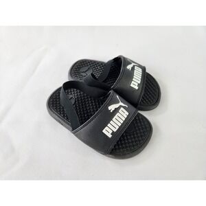 PUMA Unisex Toddler Cool Cat Backstrap Sandal Flip Flops - Black/White, Size 7C